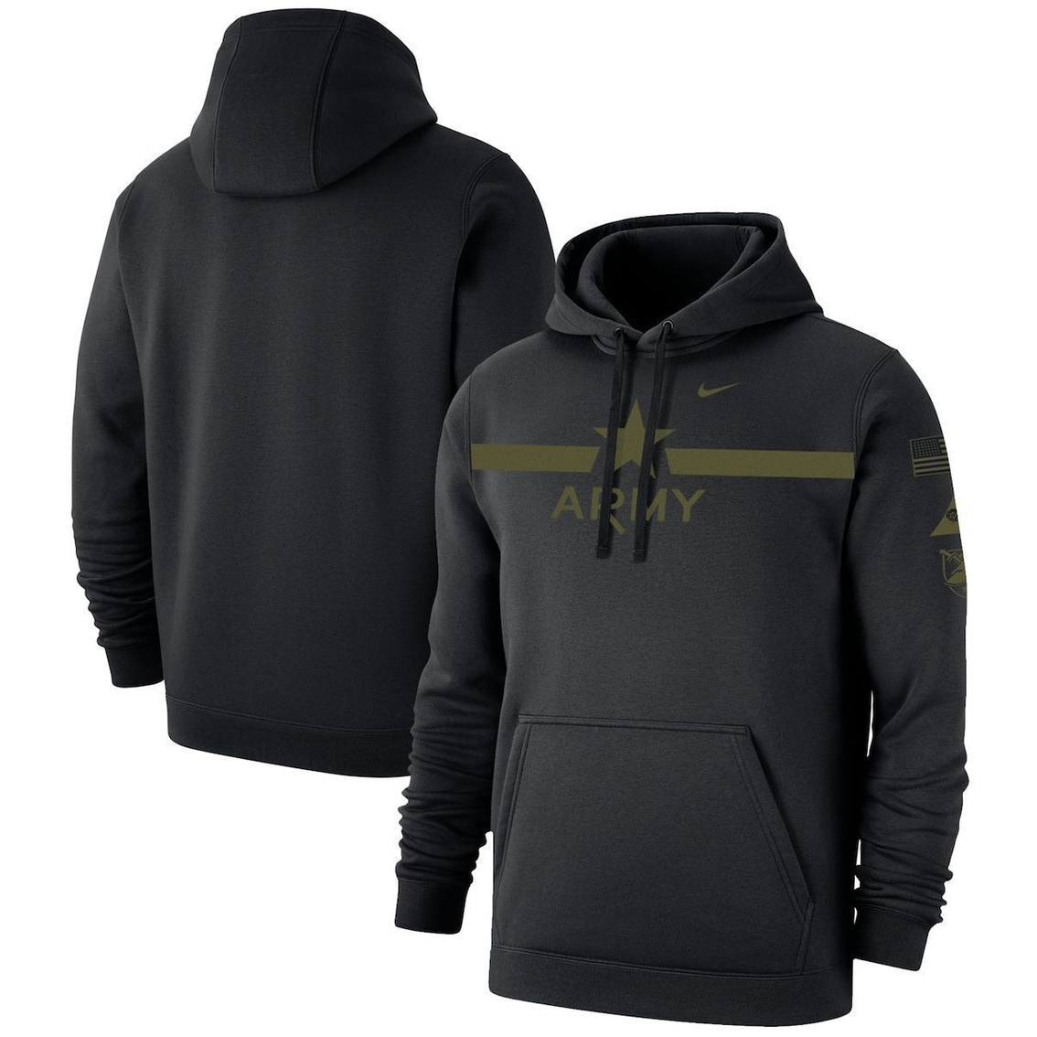 Nike Men's Black Army Black Knights 1st Armored Division Old Ironsides Rivalry Star Two-Hit Pullover Fleece Hoodie - Image 2 of 4