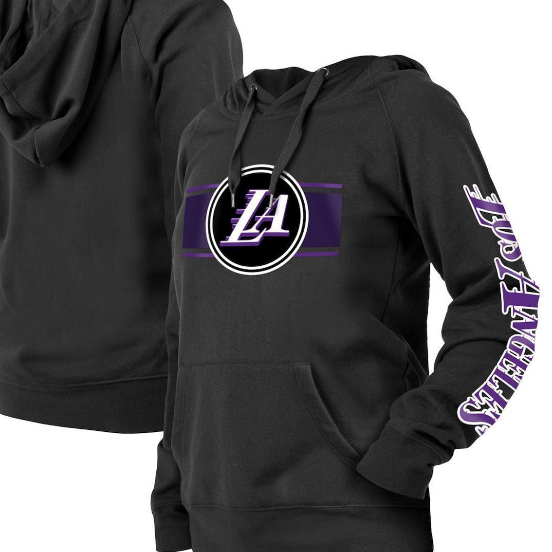 New Era Women's Black Los Angeles Lakers 2022/23 City Edition Pullover Hoodie - Image 2 of 4