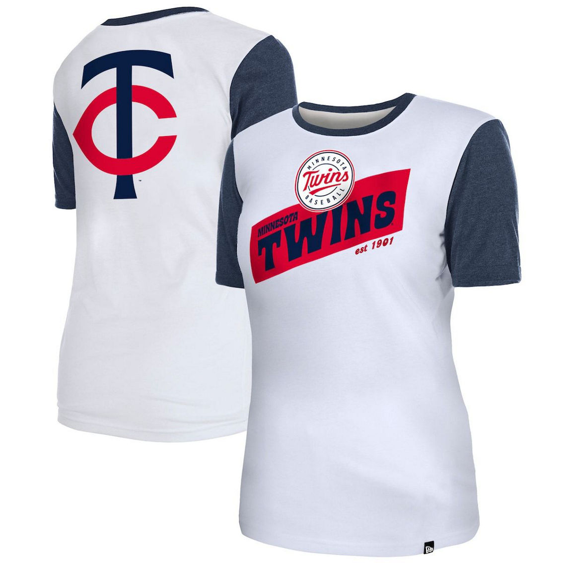 New Era Women's White Minnesota Twins Colorblock T-Shirt - Image 2 of 4