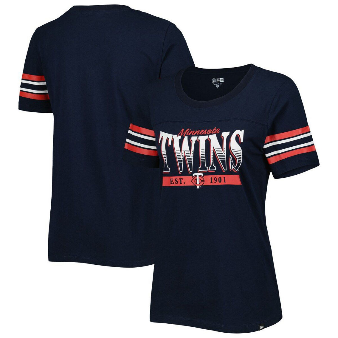 New Era Women's Navy Minnesota Twins Team Stripe T-Shirt - Image 2 of 4