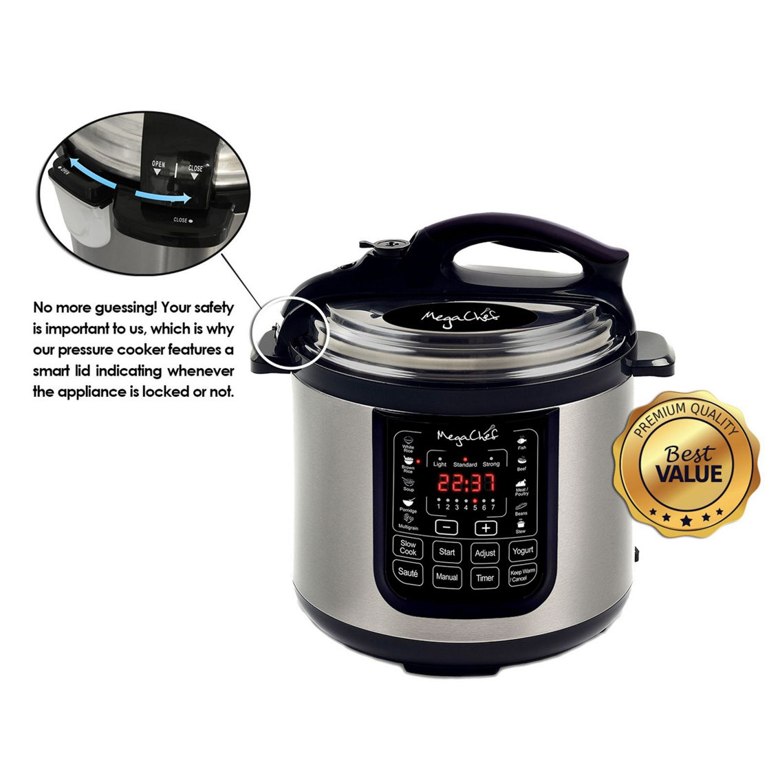 Megachef 8 Quart Digital Pressure Cooker with 13 Pre-set Multi Function Features - Image 5 of 5