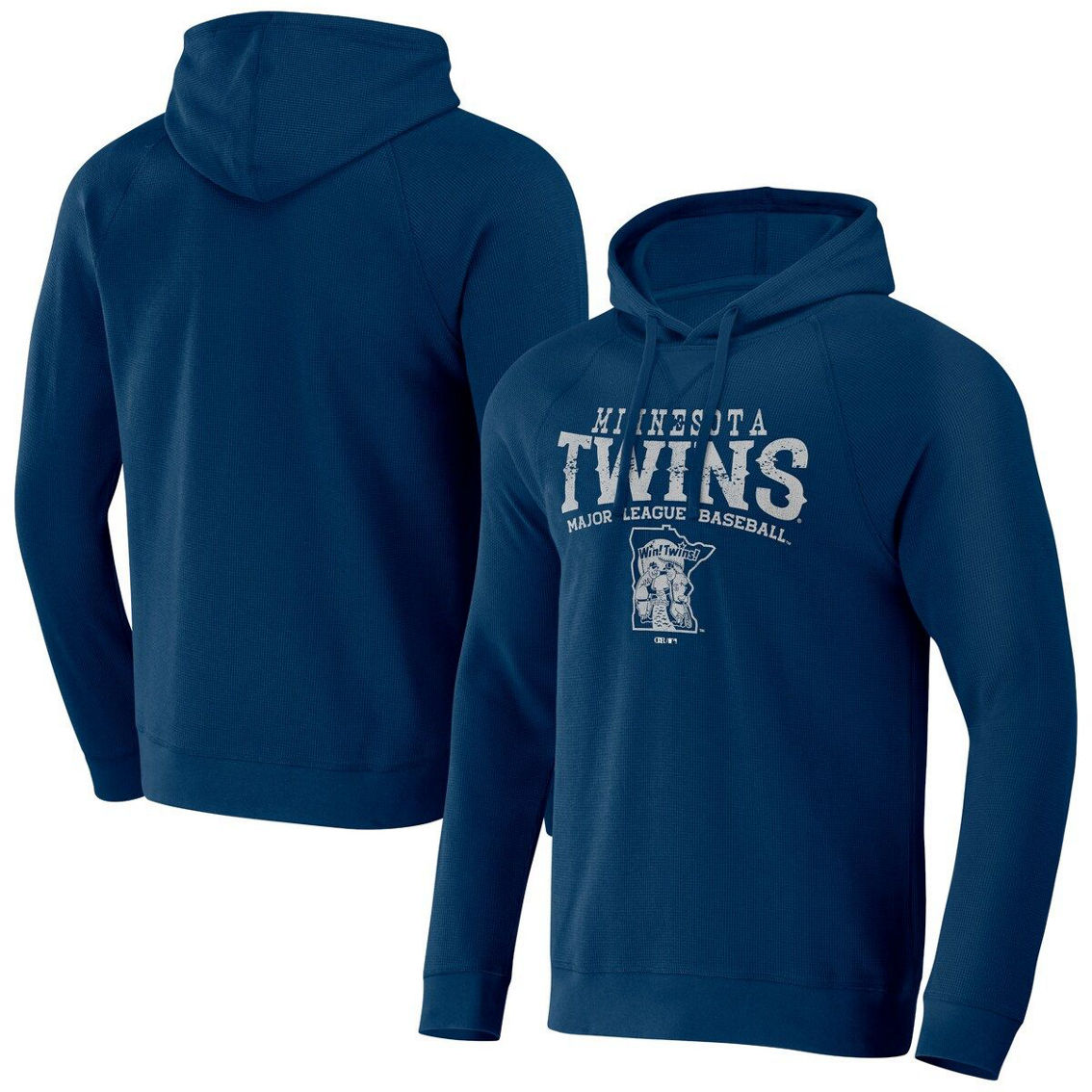 Darius Rucker Collection by Fanatics Men's Darius Rucker Collection by Fanatics Navy Minnesota Twins Waffle-Knit Raglan Pullover Hoodie - Image 2 of 4