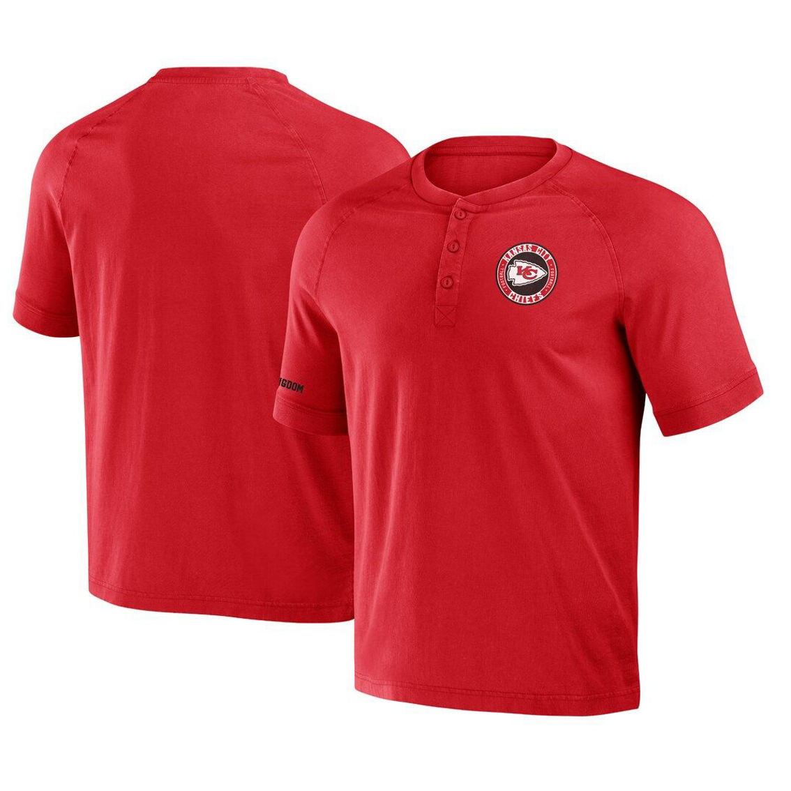 NFL x Darius Rucker Collection by Fanatics Men's Red Kansas City Chiefs Washed Raglan Henley T-Shirt - Image 2 of 4