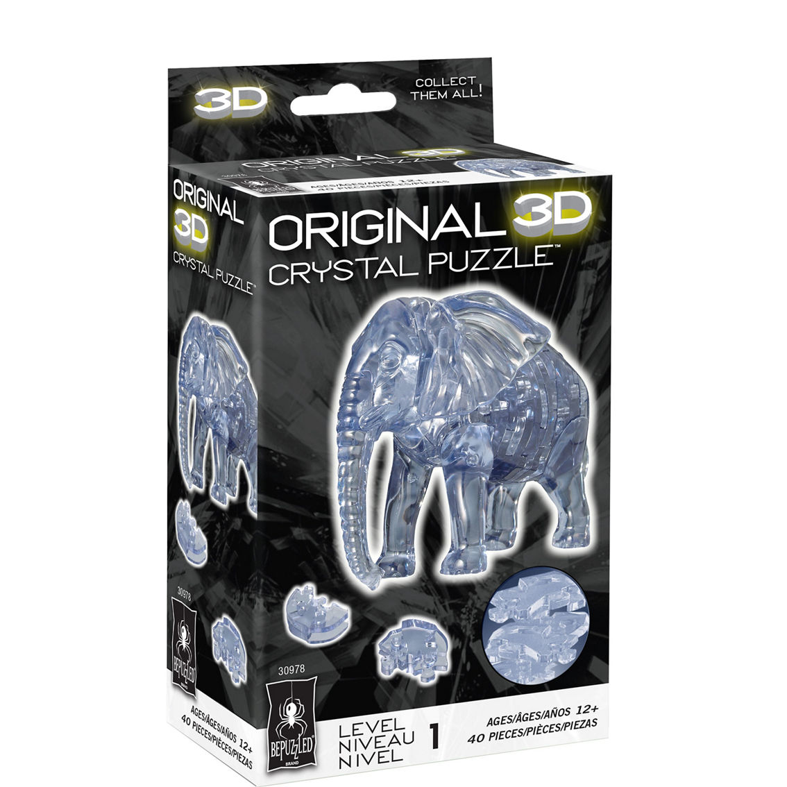 BePuzzled 3D Crystal Puzzle - Elephant: 40 Pcs - Image 2 of 2
