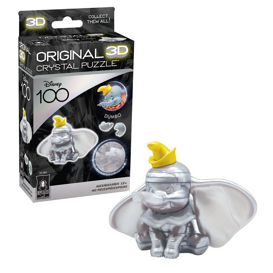 BePuzzled 3D Crystal Puzzle - Disney 100 Platinum Edition - Dumbo: 40 Pcs - Image 4 of 5