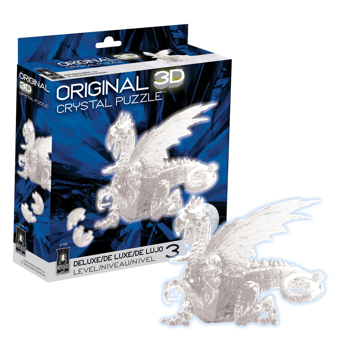 BePuzzled 3D Crystal Puzzle - Dragon (Clear): 57 Pcs - Image 2 of 5
