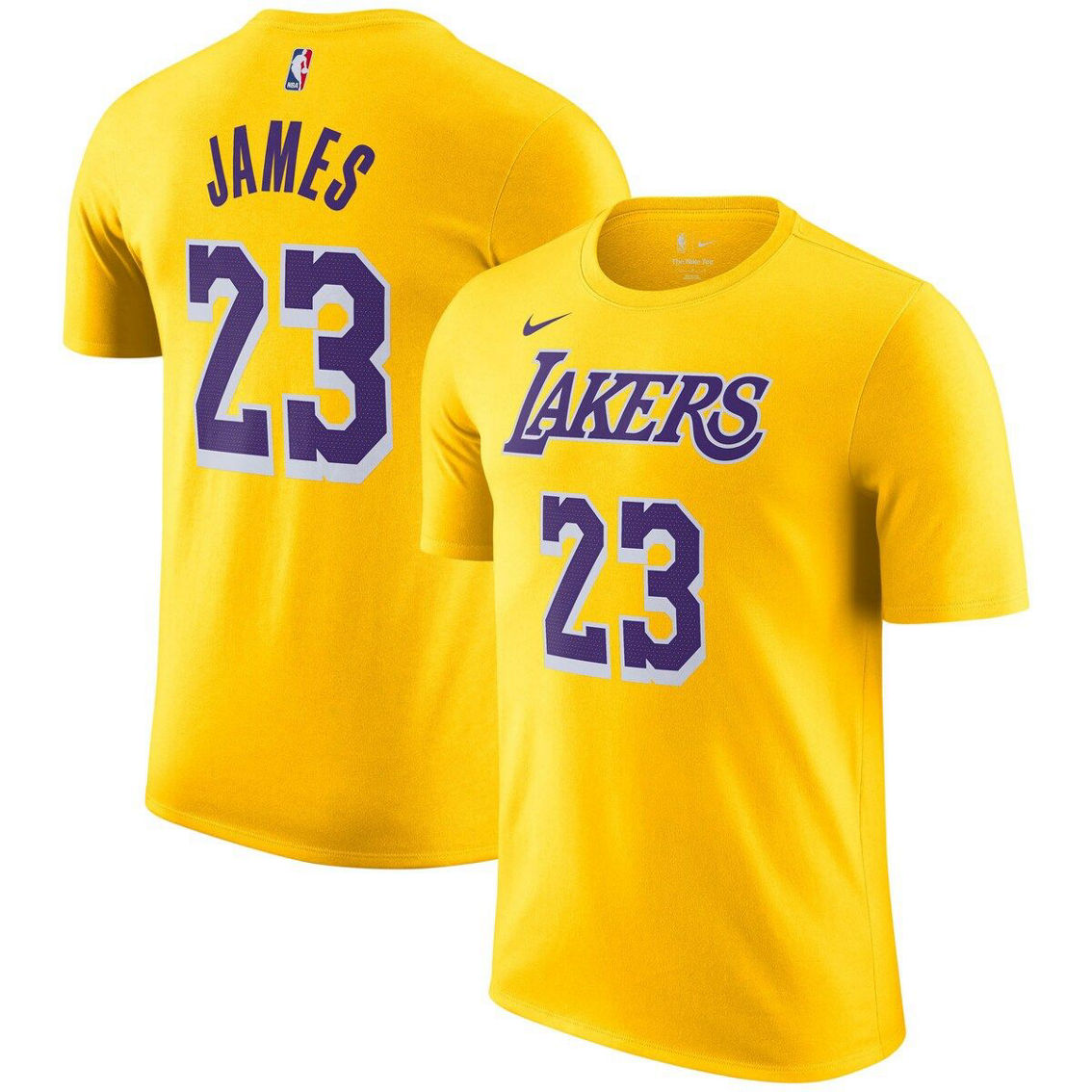 Nike Men's LeBron James Gold Los Angeles Lakers Icon 2022/23 Name & Number T-Shirt - Image 2 of 4