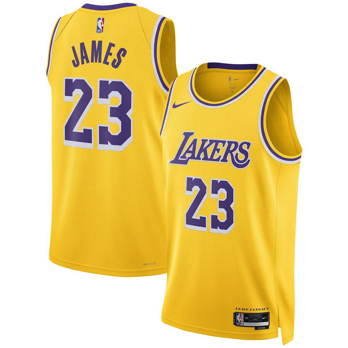 Nike Unisex LeBron James Gold Los Angeles Lakers Swingman Jersey - Icon Edition - Image 2 of 4