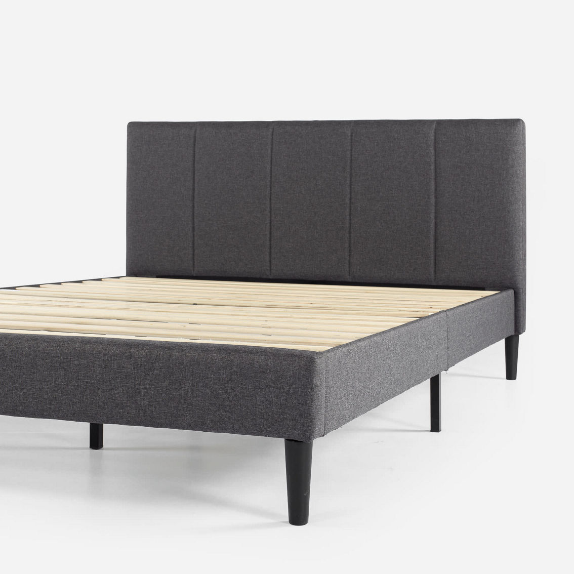 Zinus Upholstered Platform Bed with Short Headboard, Grey - Image 3 of 4