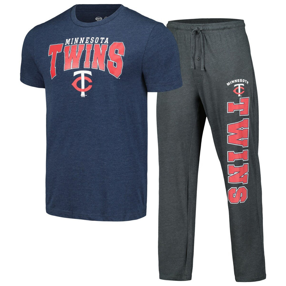 Concepts Sport Men's Charcoal/Navy Minnesota Twins Meter T-Shirt & Pants Sleep Set - Image 2 of 2