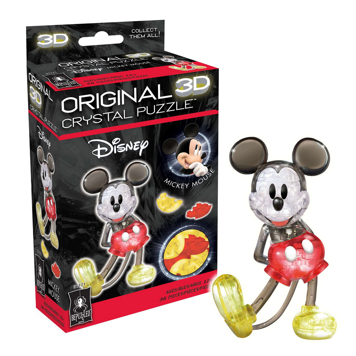 BePuzzled 3D Crystal Puzzle - Disney Mickey Mouse (Multi-Color): 36 Pcs - Image 2 of 5
