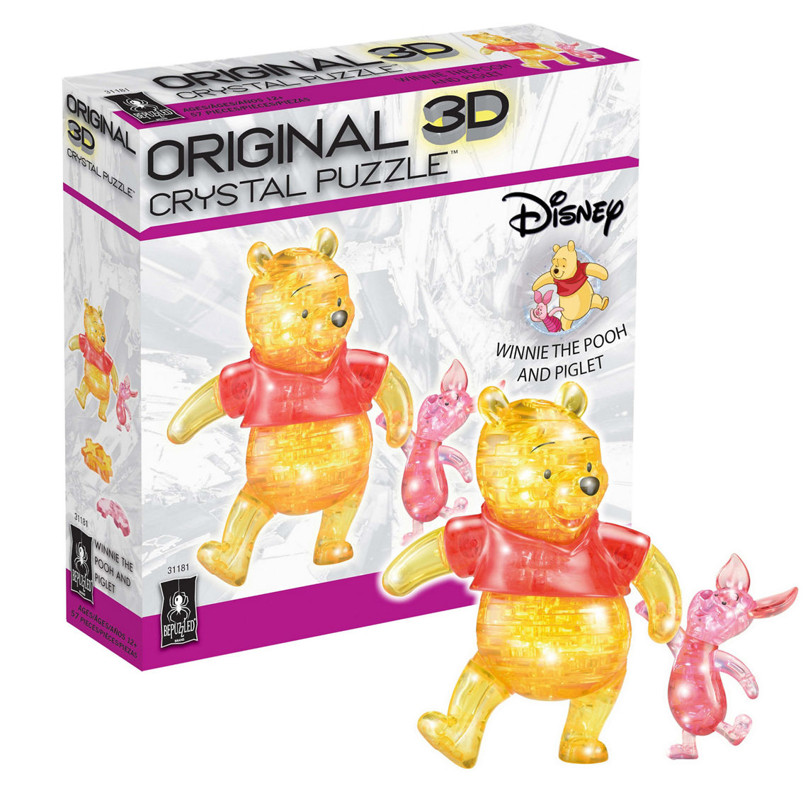BePuzzled 3D Crystal Puzzle Disney Winnie the Pooh and Piglet (Multi-color): 57 Pcs - Image 2 of 5