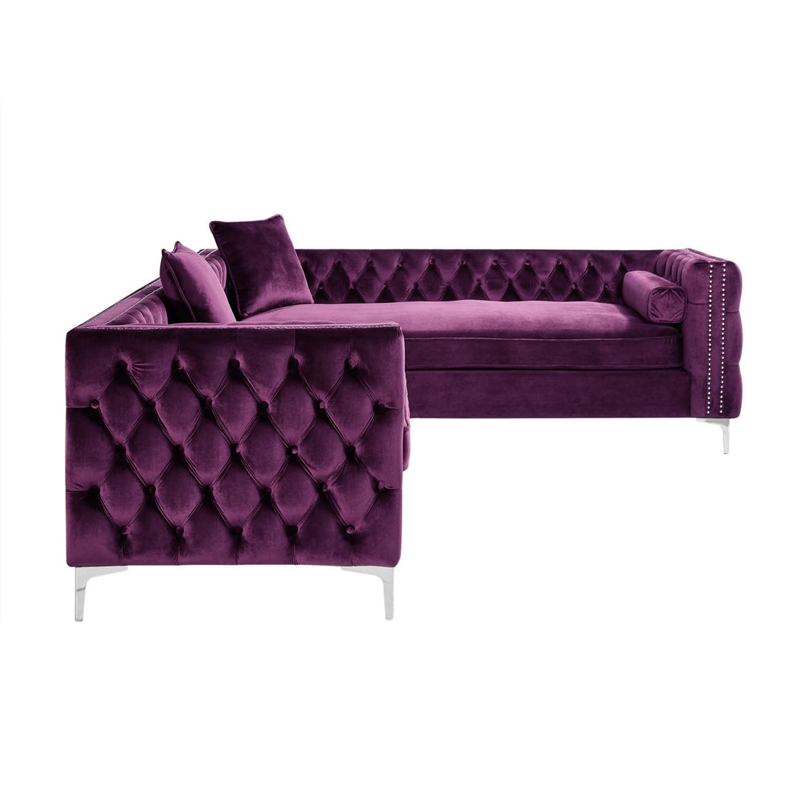 Inspired Home Leonardo Corner Sectional Sofa Nailhead Trim Metal Y-legs - Image 4 of 5