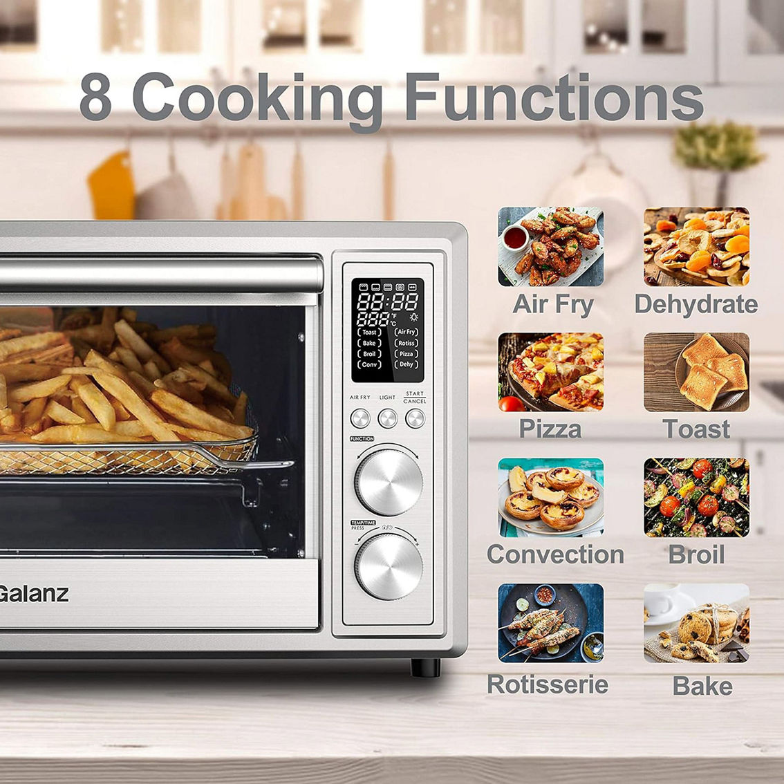 Galanz 1.1 Cu Ft Digital Toaster Oven and Air Fryer in Silver - Image 3 of 5