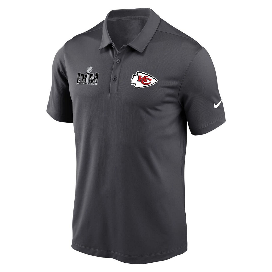 Nike Men's Anthracite Kansas City Chiefs Super Bowl LVIII Performance Patch Polo - Image 3 of 4