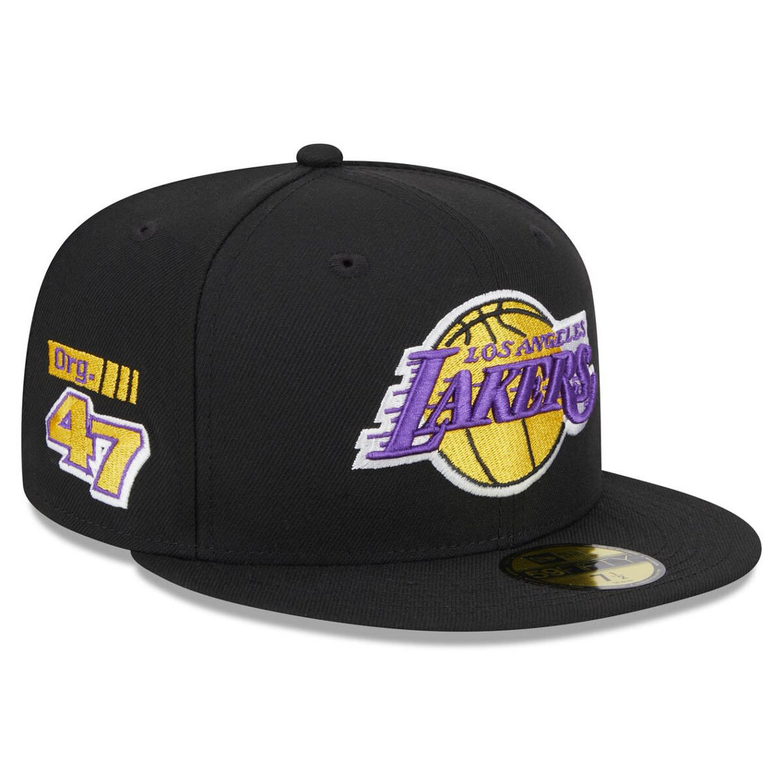 New Era Men's Black Los Angeles Lakers Rally Drive Side Patch 59FIFTY Fitted Hat - Image 2 of 4