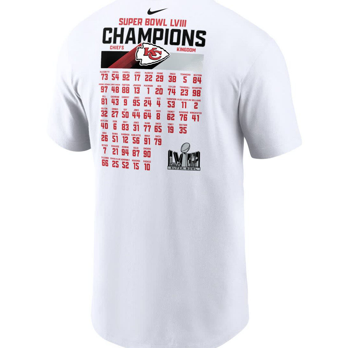 Nike Men's White Kansas City Chiefs Super Bowl LVIII Roster T-Shirt - Image 4 of 4