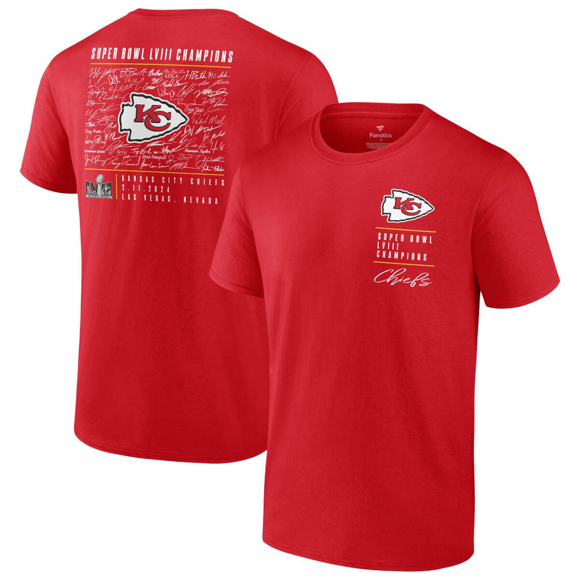 Fanatics Branded Men's Red Kansas City Chiefs Super Bowl LVIII Autograph T-Shirt - Image 2 of 4