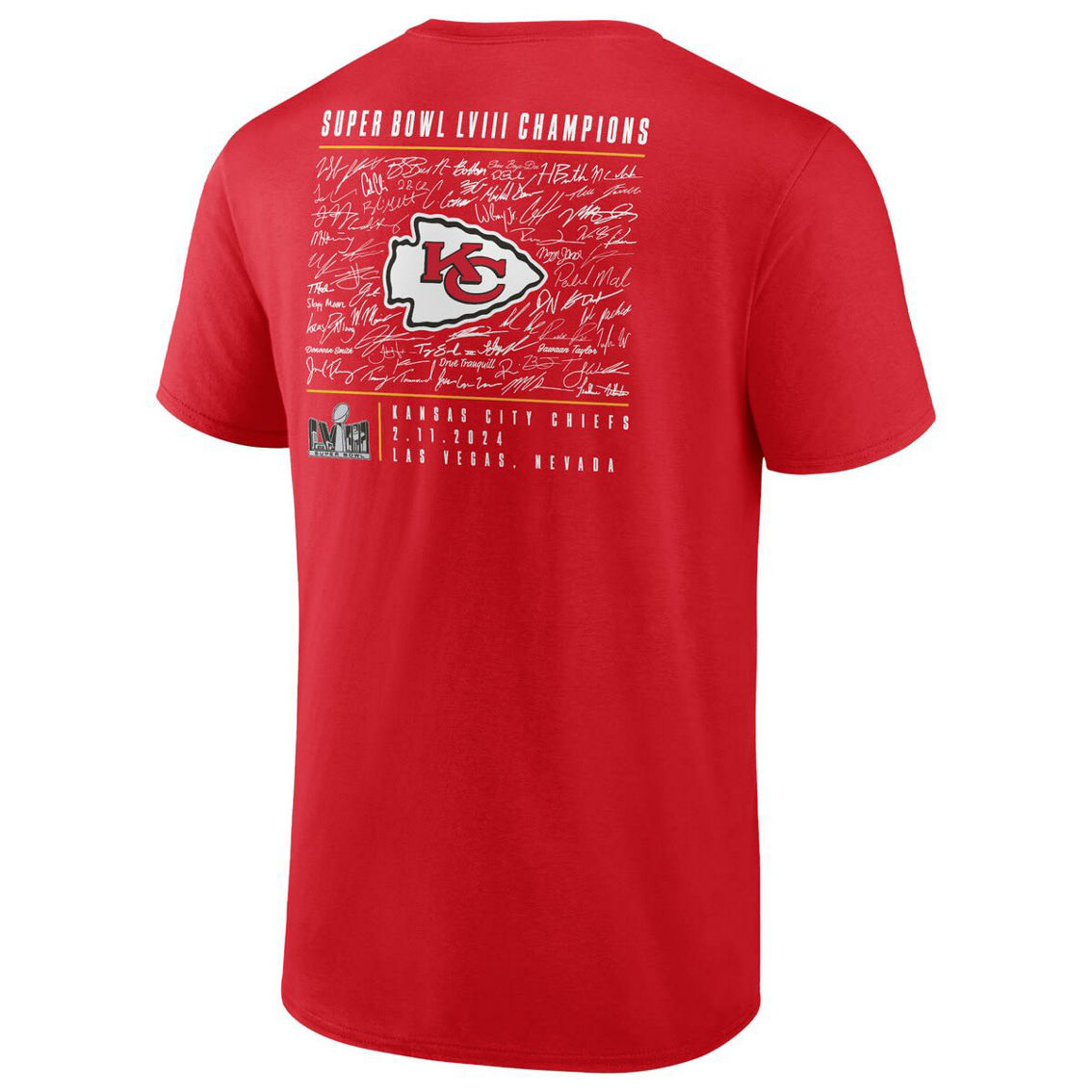 Fanatics Branded Men's Red Kansas City Chiefs Super Bowl LVIII Autograph T-Shirt - Image 4 of 4