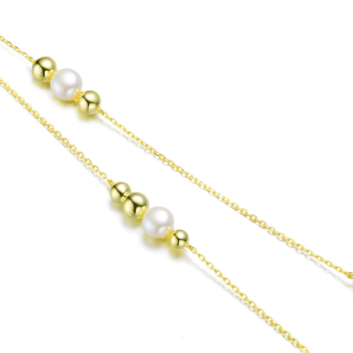 Gold Plating and Genuine Freshwater Pearl Station Necklace - Image 2 of 3