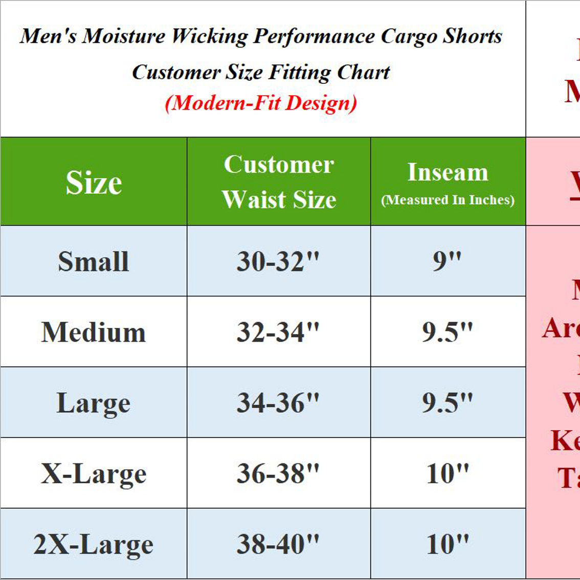 Men's Moisture Wicking Performance Quick Dry Cargo Shorts-2 Pack - Image 2 of 2