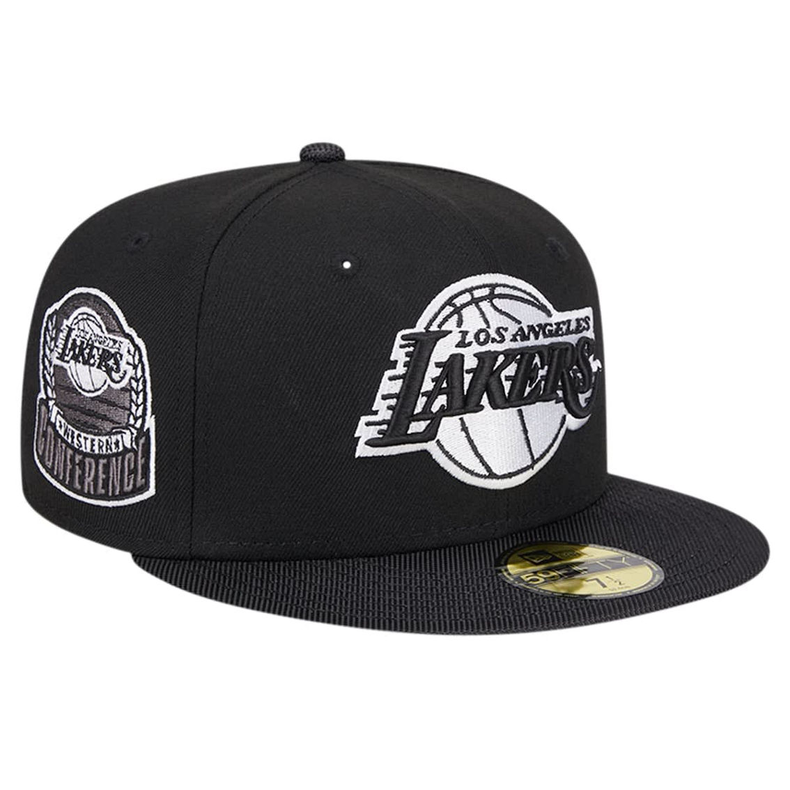 New Era Men's Black Los Angeles Lakers Active Satin Visor 59FIFTY Fitted Hat - Image 2 of 4
