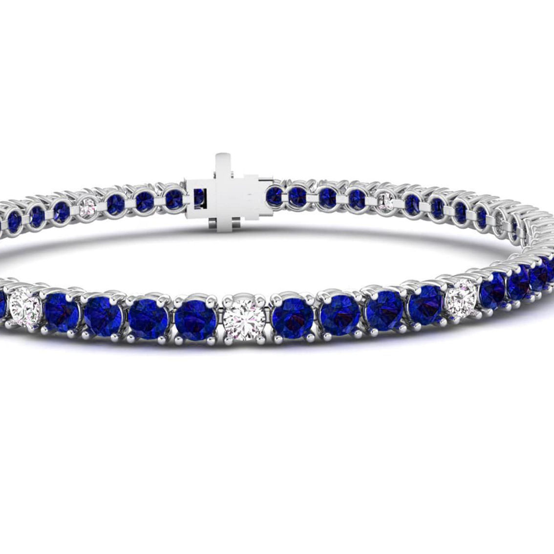 14K White Gold 1 7/10 cttw Diamond and Emerald Tennis Bracelet. - Image 3 of 3