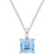 Sofia B. Sterling Silver Princess Blue Topaz Solitaire Pendant with Heart Design - Image 1 of 4