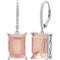 Sterling Silver Emerald Cut Rose Quartz and White Topaz Dangle Leverback Earrings - Image 1 of 2