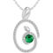Sterling Silver Lab Created Emerald and White Sapphire Mother and Child Necklace - Image 1 of 3
