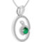 Sterling Silver Lab Created Emerald and White Sapphire Mother and Child Necklace - Image 2 of 3
