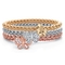 PalmBeach Crystal Butterfly Rosetone Goldtone and Silvertone Stretch Bracelet Set - Image 1 of 4