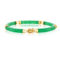 Bellissima 14K Yellow Gold, Genuine Green Jade Curved Bar Link Bracelet - Image 2 of 3