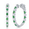 Bellissima Sterling Silver 3x25mm Hoop Earrings - Created Emerald & White Sapphire - Image 1 of 2
