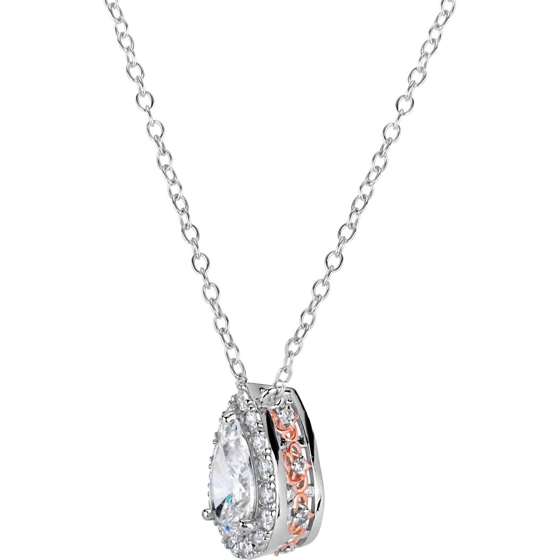 18K Rose Gold Over Sterling Silver Pear Shaped Cubic Zirconia Pendant - Image 2 of 2