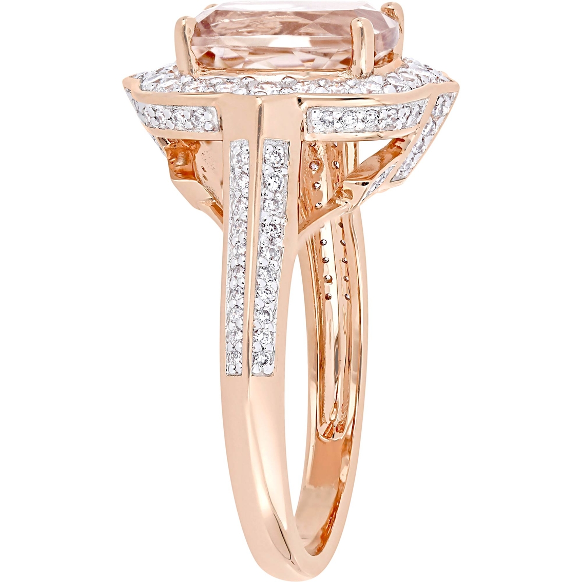 Sofia B. Morganite and 5/8 CTW Diamond Vintage Halo Ring in 14K Rose Gold - Image 2 of 4