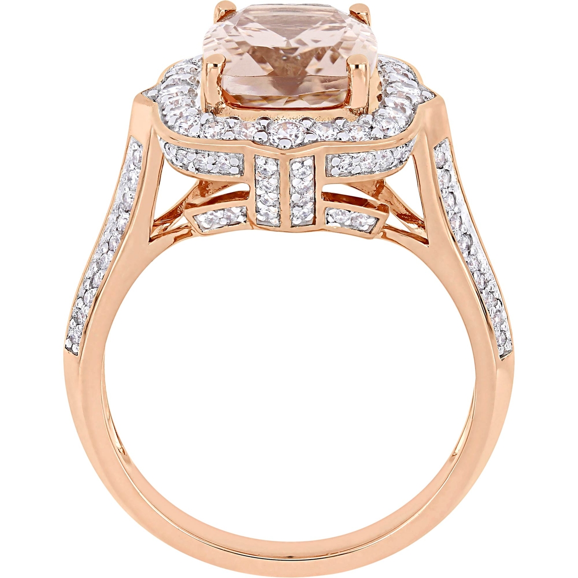 Sofia B. Morganite and 5/8 CTW Diamond Vintage Halo Ring in 14K Rose Gold - Image 3 of 4