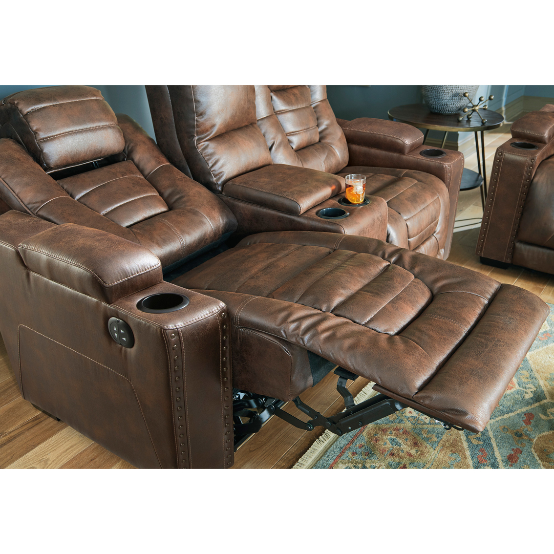 Signature Design by Ashley Owner's Box Power Reclining Adjustable Headrest Loveseat - Image 6 of 7