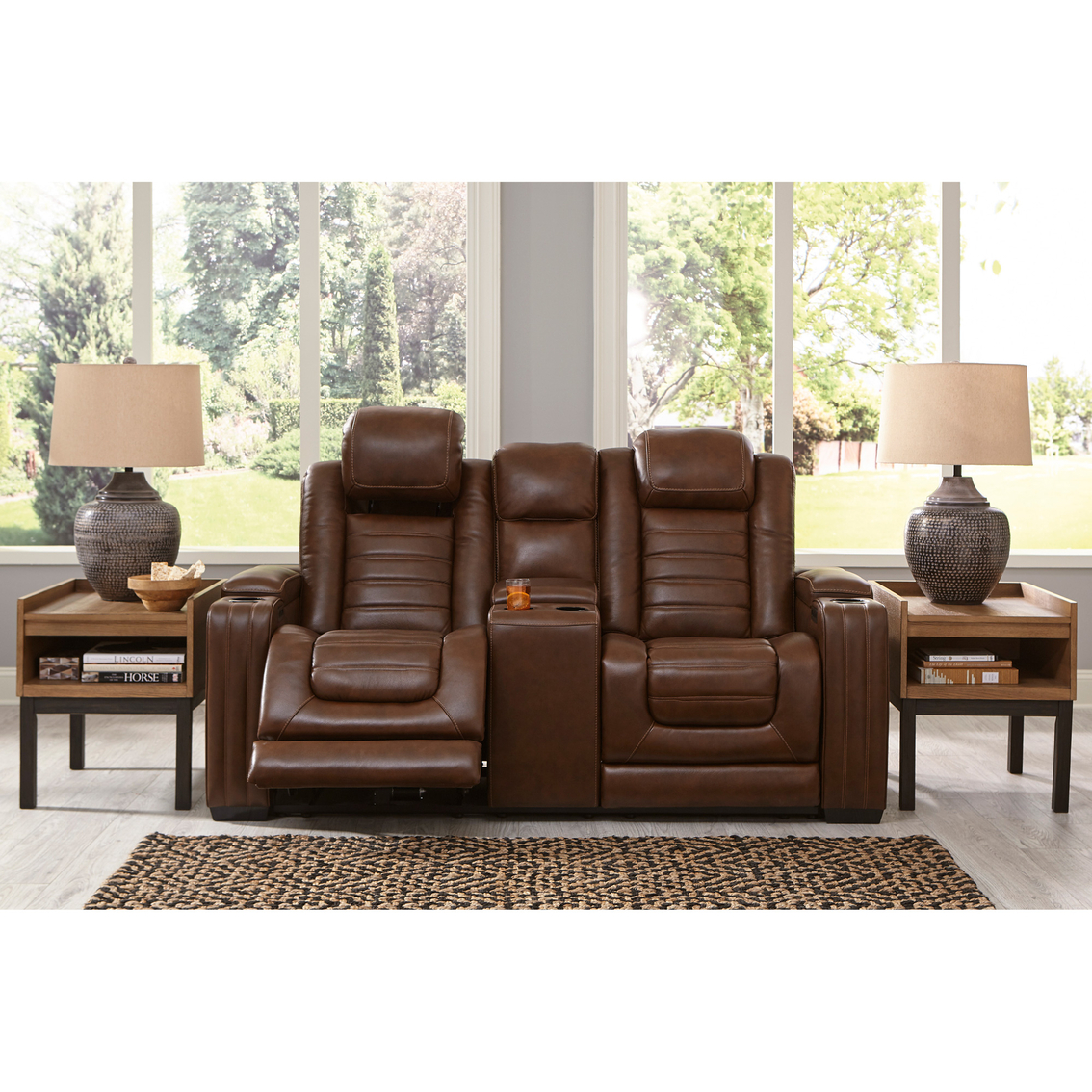 Signature Design by Ashley Backtrack Power Reclining Loveseat with Console - Image 5 of 10
