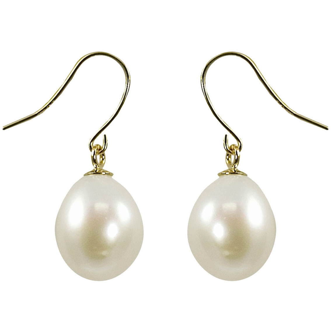 14k Yellow Gold 10-11mm Freshwater Cultured Pearl Drop Earrings | Pearl