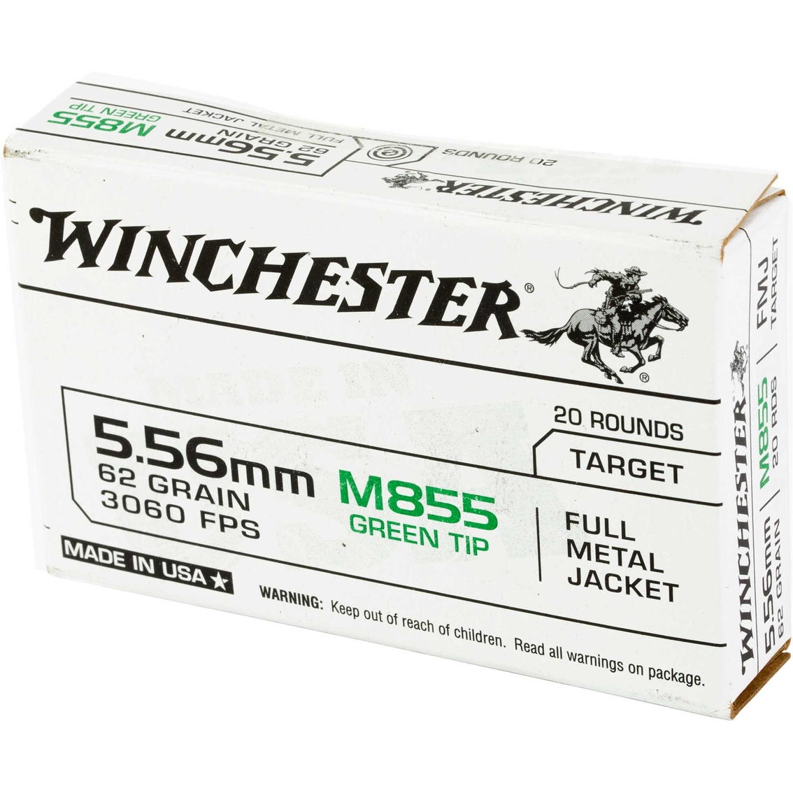 Winchester M855 Green Tip 5.56 NATO 62 Grain FMJ, 20 Rounds - Image 3 of 4
