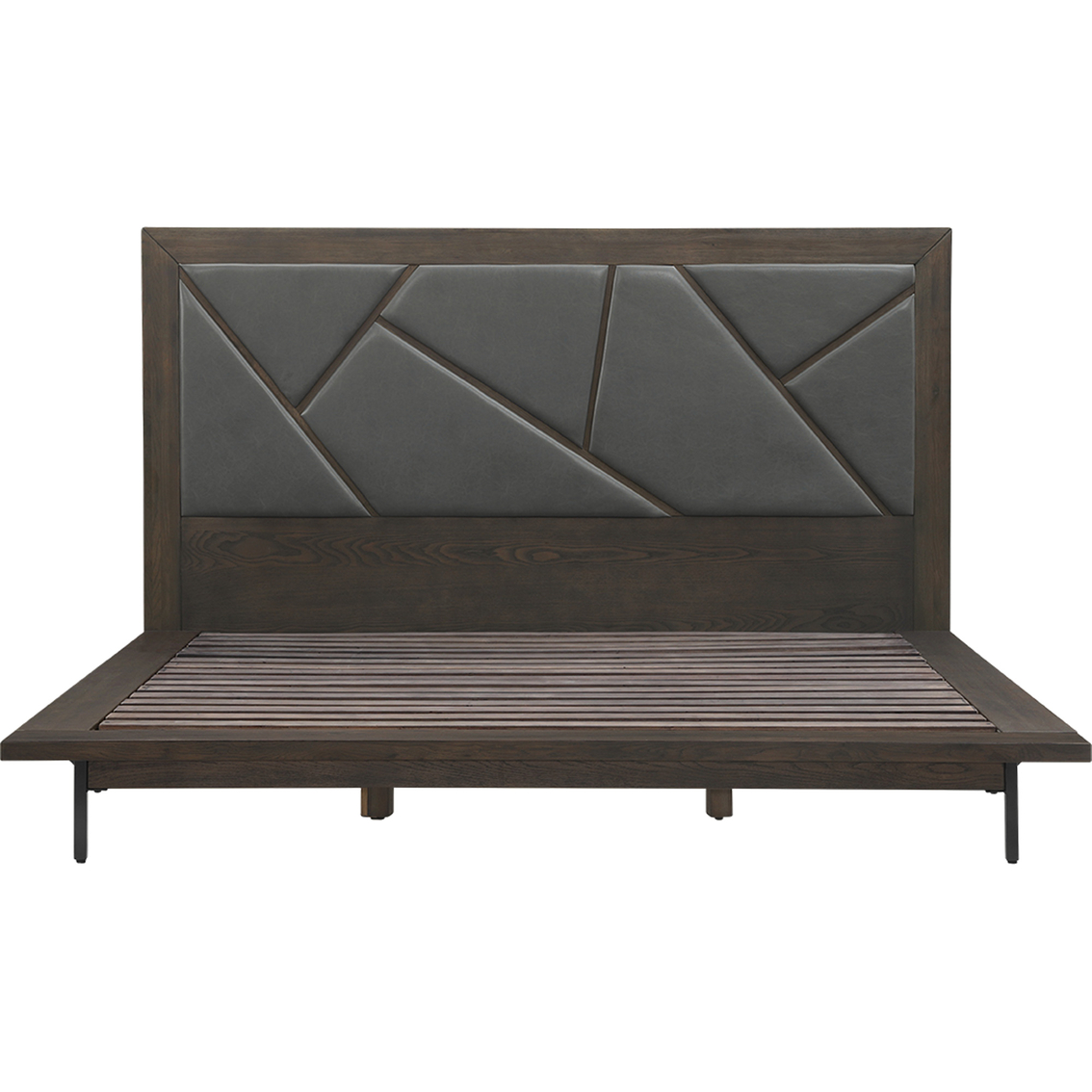 Armen Living Marquis Platform Bed Frame Faux Leather Headboard 4 pc. Bedroom Set - Image 2 of 4
