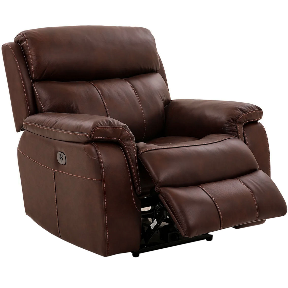 Armen Living Montague Dual Power Headrest and Lumbar Support Leather Recliner - Image 3 of 9