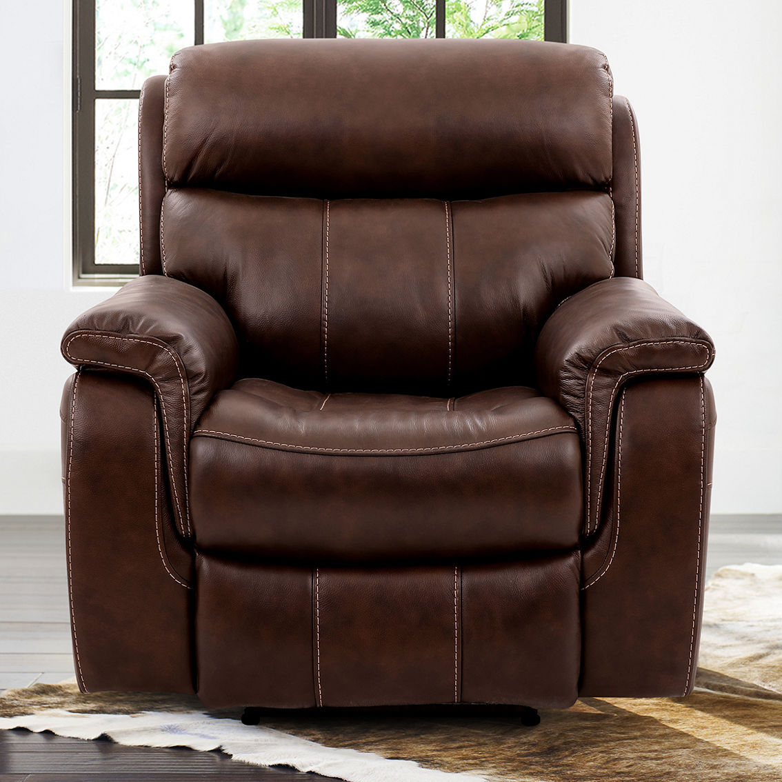 Armen Living Montague Dual Power Headrest and Lumbar Support Leather Recliner - Image 9 of 9