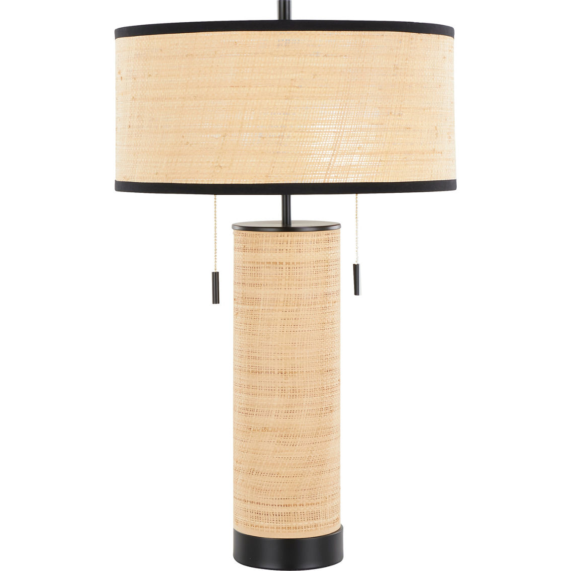 LumiSource Cylinder Rattan 29 in. Table Lamp - Image 2 of 6