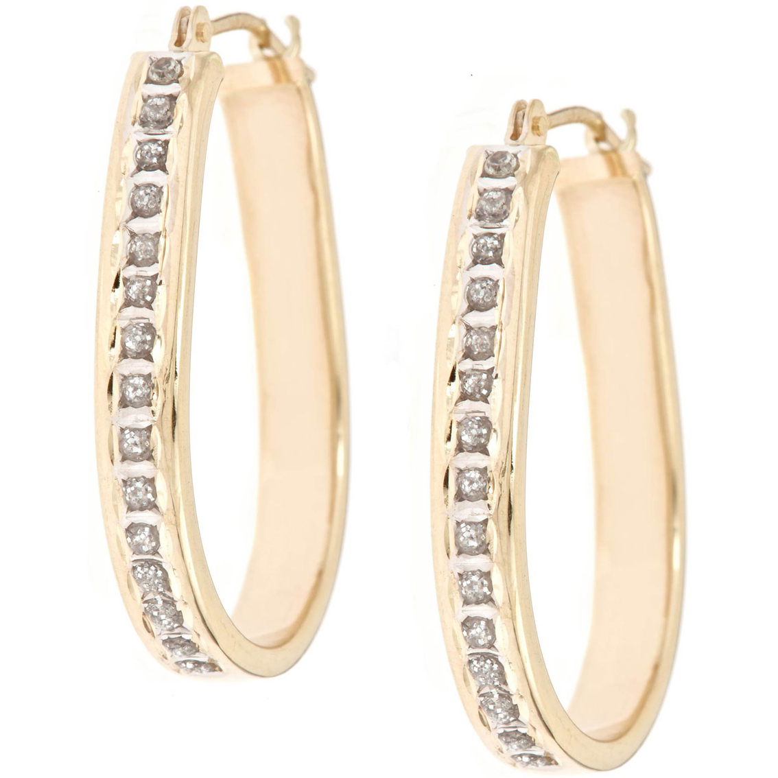 14k Yellow Gold Diamond Fascination Large Pear Shaped Hoop Earrings | Diamond Hoop Earrings ...