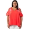 Cherokee Plus Size Embroidered Cold Shoulder Top - Image 1 of 4