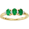 10K Yellow Gold Genuine Emerald Oval with Round White Topaz 3 Stone Ring - Image 1 of 3