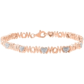 Sterling Silver with 2 Micron 14K Rose Gold Plated Diamond Accent Fashion Bracelet