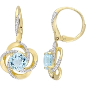 Sofia B. Blue & White Topaz Love Knot Swirl Earrings Yellow Plated Sterling Silver